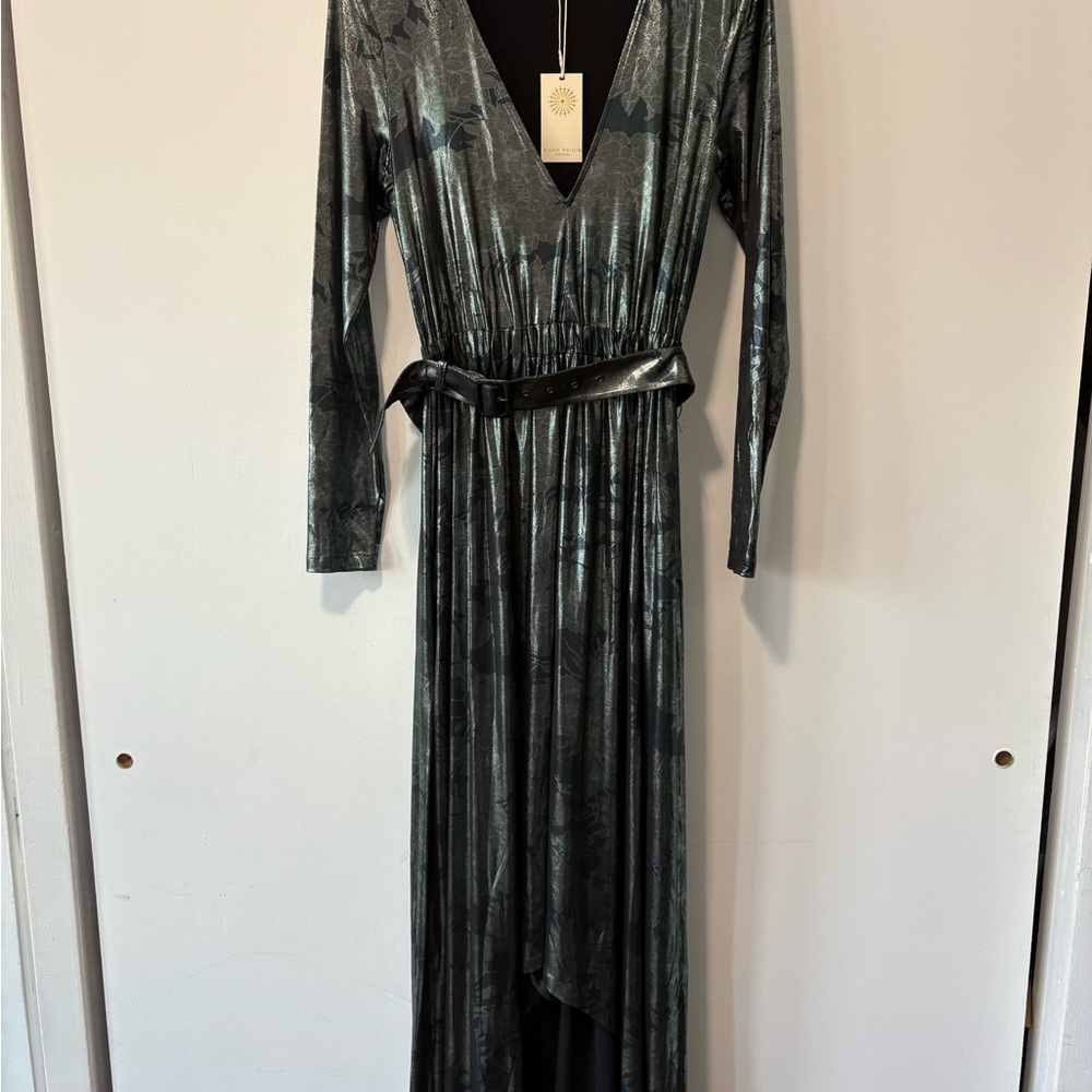 Ramy Brook Jaclyn Green metallic Long Sleeve Dress
